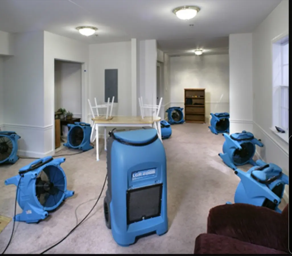 Air movers and dehumidifier setup for Water Extraction & Removal in La Marque